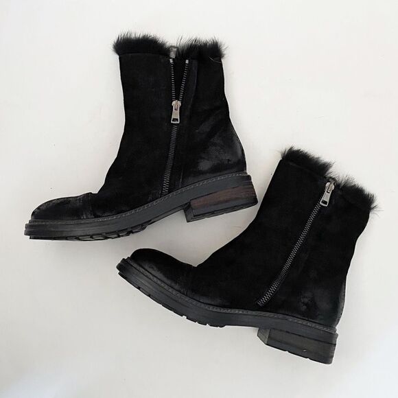 The Shoe Box Made in Italy Fur Lined Black Booties Zip Sides Size EU 36 - Picture 2 of 7